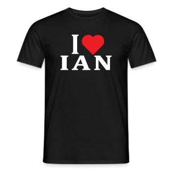 name t-shirt I love Ian t-shirt gift idea - Men's T-Shirt - black - Front - AI Model Male 178 light (178cm)