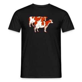 Two red-spotted cows - Men's T-Shirt - black - Front - AI Model Male 178 light (178cm)