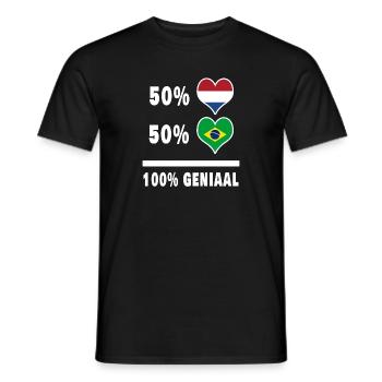 Brésil et Pays-Bas 100% Genius Flag - T-shirt homme - noir - Devant - AI Model Male 178 light (178cm)