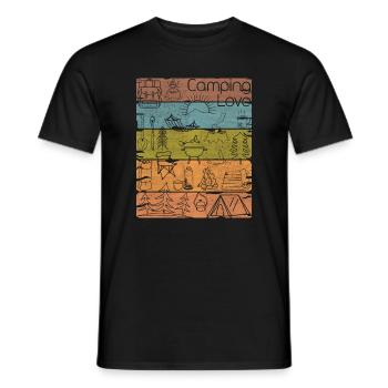 Camping Love lineart retro hell - Männer T-Shirt - Schwarz - Vorne - AI Model Male 178 light (178cm)