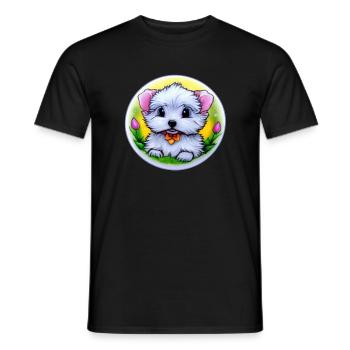 Hund Welpe - Männer T-Shirt - Schwarz - Vorne - AI Model Male 178 light (178cm)