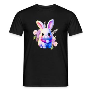 Flowers Easter Bunny Cute Bunny - Men's T-Shirt - black - Front - AI Model Male 178 light (178cm)
