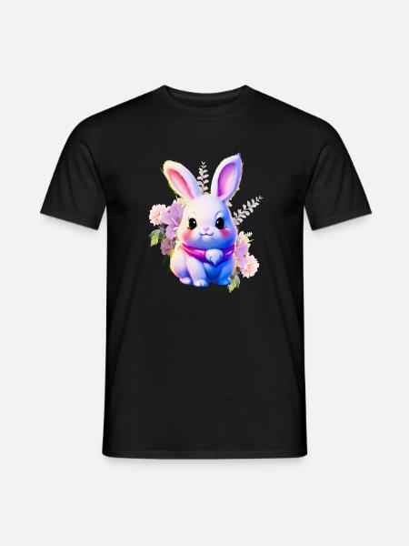 Flowers Easter Bunny Cute Bunny - Men's T-Shirt - black