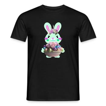 lapin de Pâques mignon avec des œufs de Pâques - T-shirt homme - noir - Devant - AI Model Male 178 light (178cm)