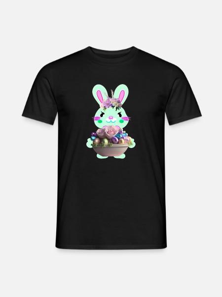 süßer Osterhase mit Ostereier - Männer T-Shirt - Schwarz