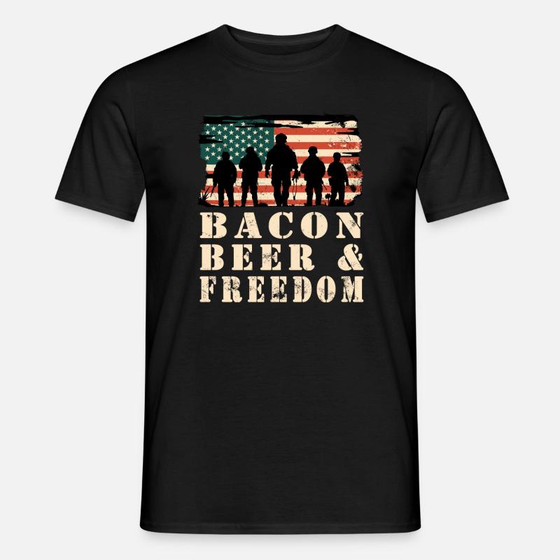 Bacon, Bier und Freiheit - Männer T-Shirt - Schwarz