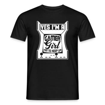 Yes I'm A Gamer Girl Try To Keep Up Funny Gaming - Men's T-Shirt - black - Front - AI Model Male 178 light (178cm)