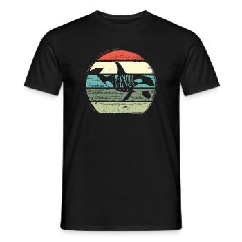 Retro Whale Sunset Circle - Men's T-Shirt - black - Front - AI Model Male 178 light (178cm)