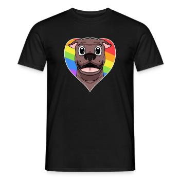 Rainbow - dog with glasses and heart - Men's T-Shirt - black - Front - AI Model Male 178 light (178cm)