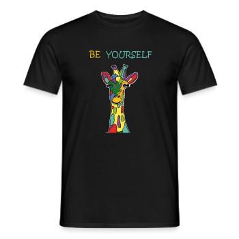 Giraffe Be Yourself Sei Du Selbst Bunt Anders - Männer T-Shirt - Schwarz - Vorne - AI Model Male 178 light (178cm)