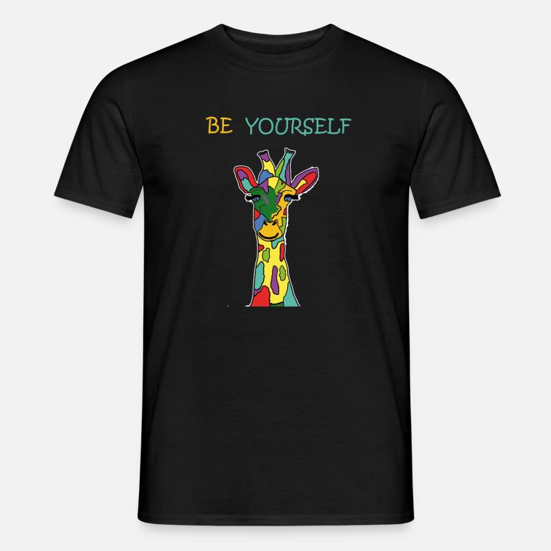 Giraffe Be Yourself Sei Du Selbst Bunt Anders - Männer T-Shirt - Schwarz