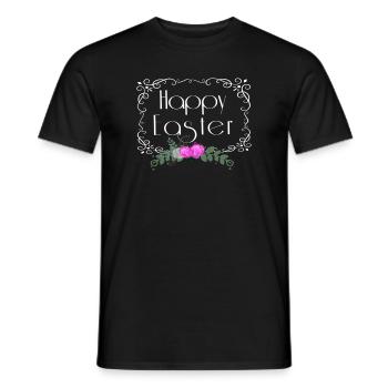 Happy Easter Blumen Oster Schriftzug - Männer T-Shirt - Schwarz - Vorne - AI Model Male 178 light (178cm)