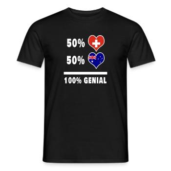 Australien und Schweiz 100% Genial Flagge - Männer T-Shirt - Schwarz - Vorne - AI Model Male 178 light (178cm)