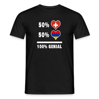 Armenien und Schweiz 100% Genial Flagge - Männer T-Shirt - Schwarz - Vorne - AI Model Male 178 light (178cm)