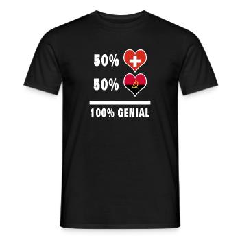 Angola und Schweiz 100% Genial Flagge - Männer T-Shirt - Schwarz - Vorne - AI Model Male 178 light (178cm)