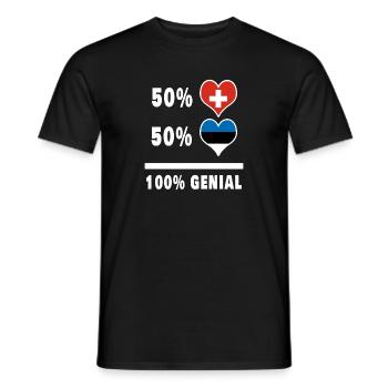 Estland und Schweiz 100% Genial Flagge - Männer T-Shirt - Schwarz - Vorne - AI Model Male 178 light (178cm)