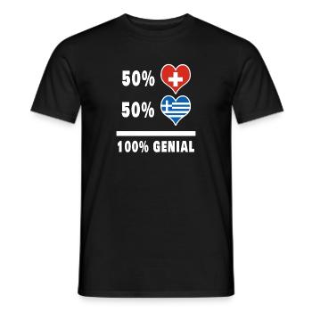 Griechenland und Schweiz 100% Genial Flagge - Männer T-Shirt - Schwarz - Vorne - AI Model Male 178 light (178cm)