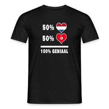 Tunisie et Pays-Bas 100% Genius flag - T-shirt homme - noir - Devant - AI Model Male 178 light (178cm)