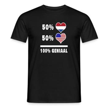 Drapeau 100% Genius des États-Unis et des Pays-Bas - T-shirt homme - noir - Devant - AI Model Male 178 light (178cm)