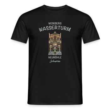 Schwerin, Wasserturm Neumühle auf dem Weinberg - Männer T-Shirt - Schwarz - Vorne - AI Model Male 178 light (178cm)