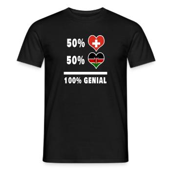 Kenia y Suiza Bandera 100% Genial - Camiseta hombre - negro - delante - AI Model Male 178 light (178cm)