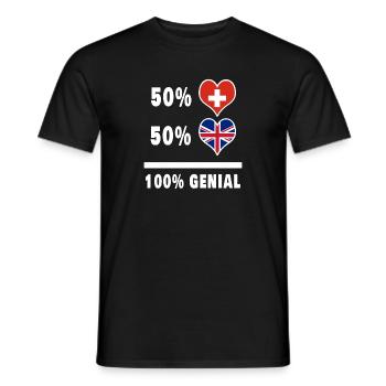 Grande-Bretagne et Suisse 100% Awesome Flag - T-shirt homme - noir - Devant - AI Model Male 178 light (178cm)