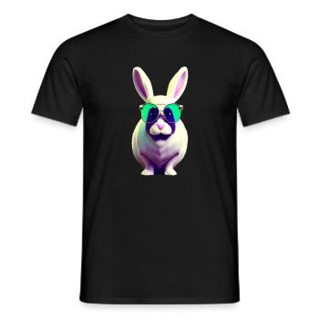 Lapin cool avec des lunettes de soleil - T-shirt homme - noir - Devant - AI Model Male 178 light (178cm)