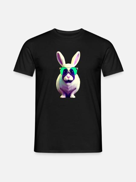 cool rabbit with sunglasses - Men's T-Shirt - black