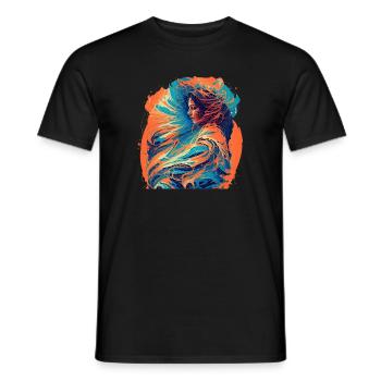 Frau mit Wellen aus Feuer und Wasser - Männer T-Shirt - Schwarz - Vorne - AI Model Male 178 light (178cm)