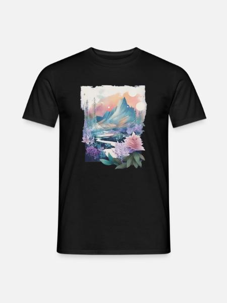 Flower landscape - Men's T-Shirt - black