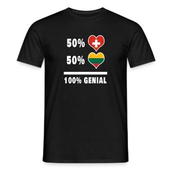 Lituanie et Suisse 100% Drapeau génial - T-shirt homme - noir - Devant - AI Model Male 178 light (178cm)