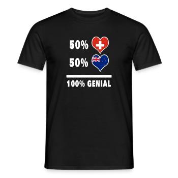 Neuseeland und Schweiz 100% Genial Flagge - Männer T-Shirt - Schwarz - Vorne - AI Model Male 178 light (178cm)
