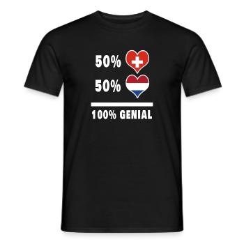 Netherlands and Switzerland 100% Genial Flag - Men's T-Shirt - black - Front - AI Model Male 178 light (178cm)