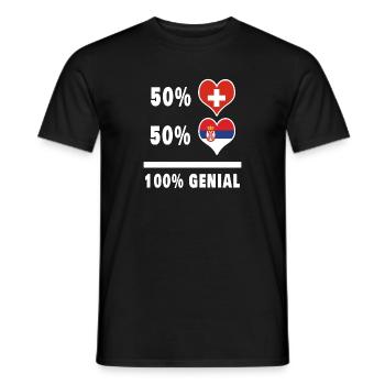 Serbien und Schweiz 100% Genial Flagge - Männer T-Shirt - Schwarz - Vorne - AI Model Male 178 light (178cm)
