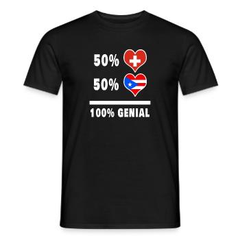 Puerto Rico und Schweiz 100% Genial Flagge - Männer T-Shirt - Schwarz - Vorne - AI Model Male 178 light (178cm)