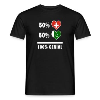 Pakistan und Schweiz 100% Genial Flagge - Männer T-Shirt - Schwarz - Vorne - AI Model Male 178 light (178cm)