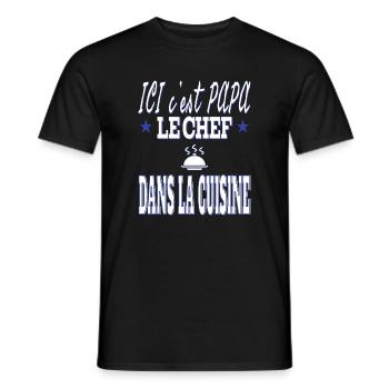 Ici c'est PAPA le chef dans la CUISINE cuisinier - T-shirt homme - noir - Devant - AI Model Male 178 light (178cm)