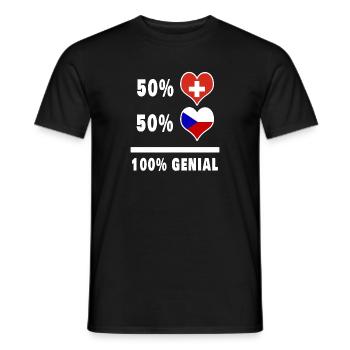 Tschechien und Schweiz 100% Genial Flagge - Männer T-Shirt - Schwarz - Vorne - AI Model Male 178 light (178cm)
