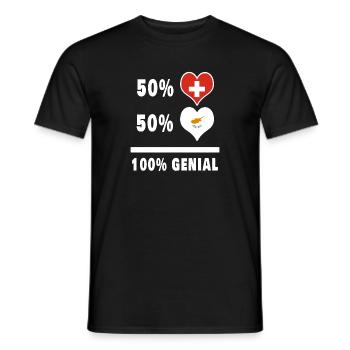 Zypern und Schweiz 100% Genial Flagge - Männer T-Shirt - Schwarz - Vorne - AI Model Male 178 light (178cm)