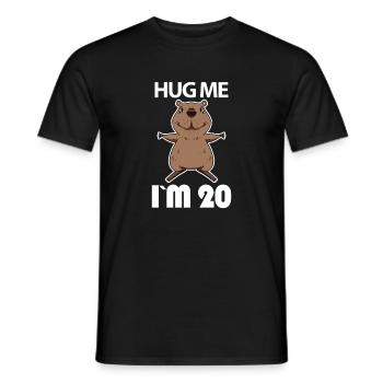 20 ans - 20 ans - câlin - T-shirt homme - noir - Devant - AI Model Male 178 light (178cm)