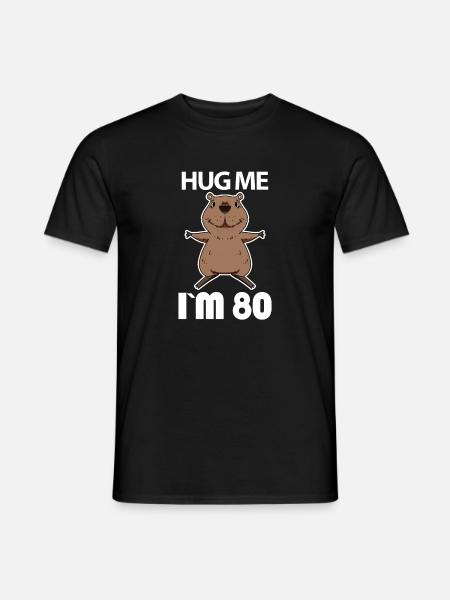 80 ans - 80 ans - câlin - T-shirt homme - noir