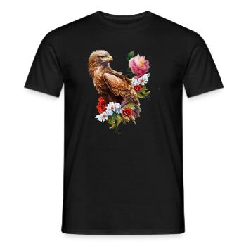 Wonderful eagle with flowers. - Men's T-Shirt - black - Front - AI Model Male 178 light (178cm)