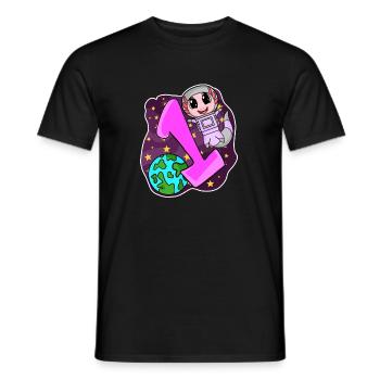1 year old - Enrollment - Axolotl motif - Men's T-Shirt - black - Front - AI Model Male 178 light (178cm)