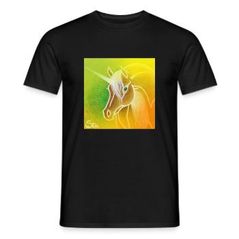 Gentle golden unicorn - Sonja Ariel von Staden - Men's T-Shirt - black - Front - AI Model Male 178 light (178cm)