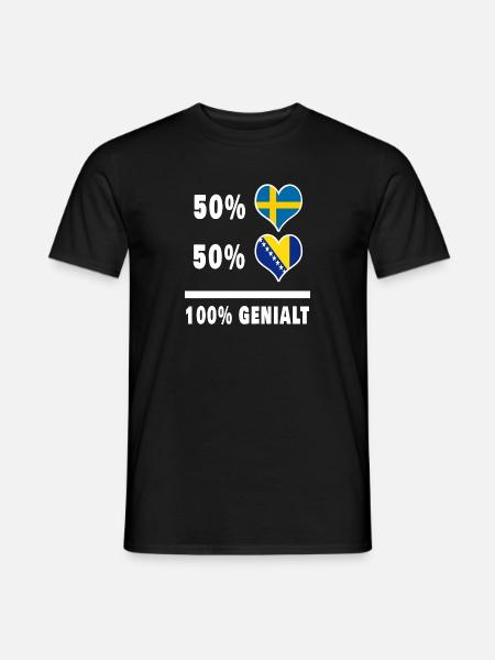 Bosnien och Sverige 100 % Genialt flagga - T-shirt herr - svart