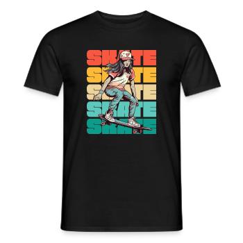 Skateboarding Cool Skater Mädchen Bunt - Männer T-Shirt - Schwarz - Vorne - AI Model Male 178 light (178cm)