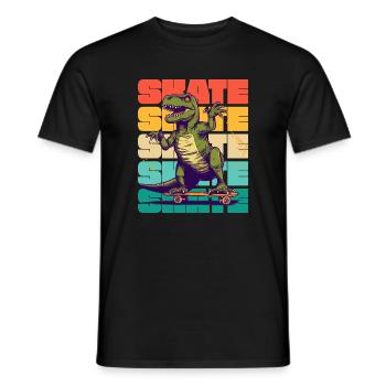 Skateboard Cool Skateboarder T Rex Dinosaur - T-shirt homme - noir - Devant - AI Model Male 178 light (178cm)