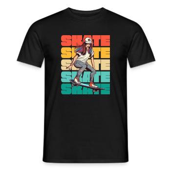 Skateboard Cool Skater Girl Colorful - T-shirt homme - noir - Devant - AI Model Male 178 light (178cm)