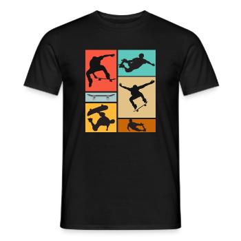 Skateboard Cool Skateboarder Collage Coloré - T-shirt homme - noir - Devant - AI Model Male 178 light (178cm)