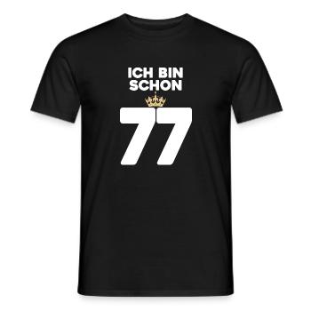 77. Geburtstag Geschenk - 77 Jahre mit Krone - Männer T-Shirt - Schwarz - Vorne - AI Model Male 178 light (178cm)